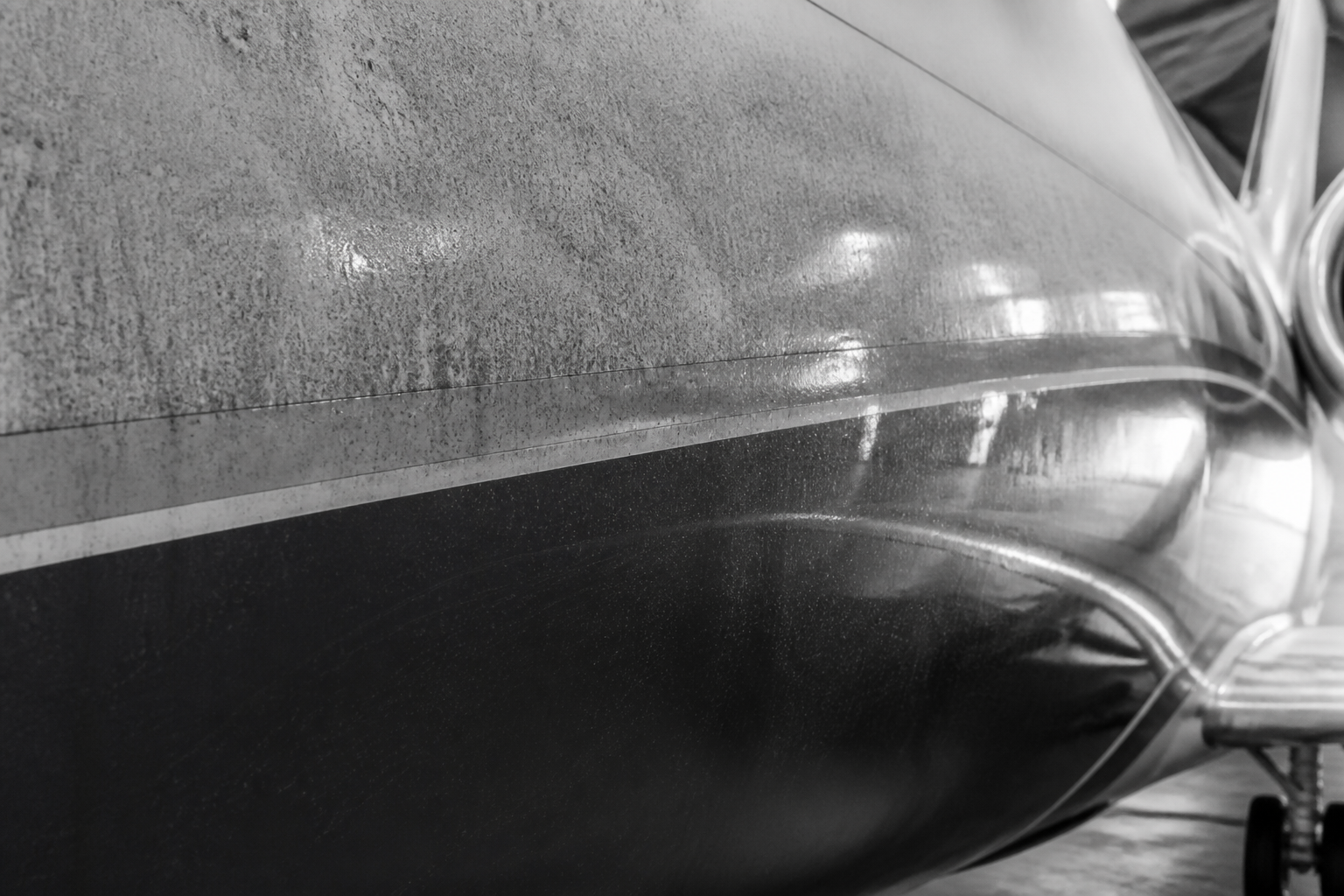 Oxidized aircraft fuselage before detailing